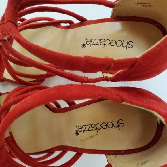 Faux Suede "Cammie" Ladder Cage Strap Heel Bootie  - Size 6.5 - EUC! - Picture 8 of 12